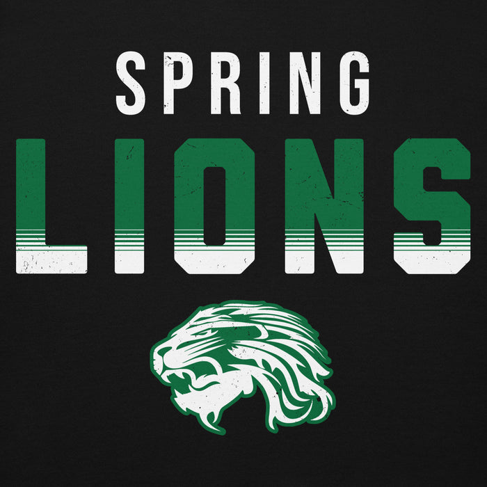 Close-up view of Spring High School Lions Black Premium Unisex Hoodie 024