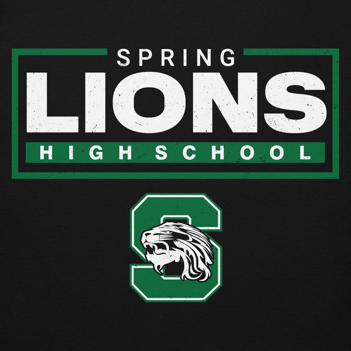 Close-up view of Spring High School Lions Black Premium Unisex Hoodie 049