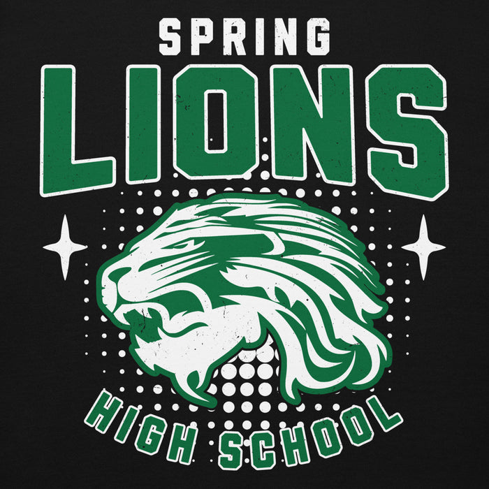 Close-up view of Spring High School Lions Black Premium Unisex Hoodie 204