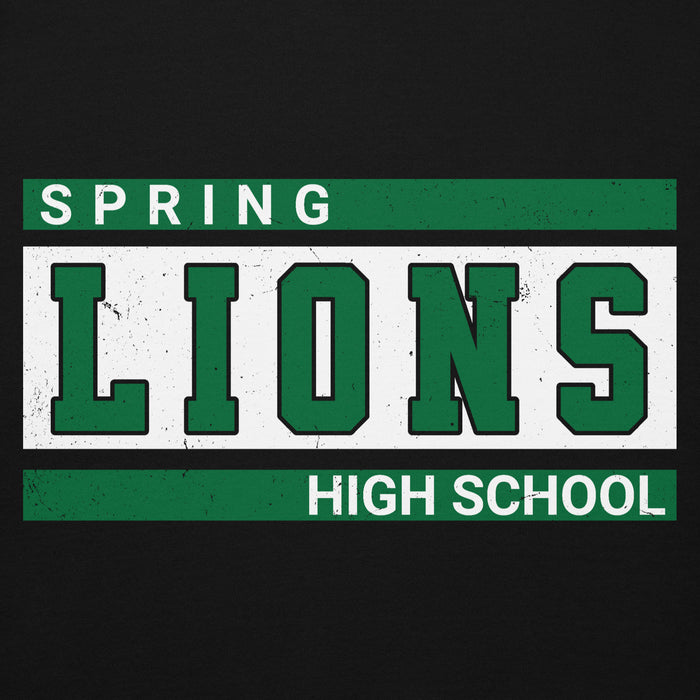 Close-up view of Spring High School Lions Black Premium Unisex Hoodie 098