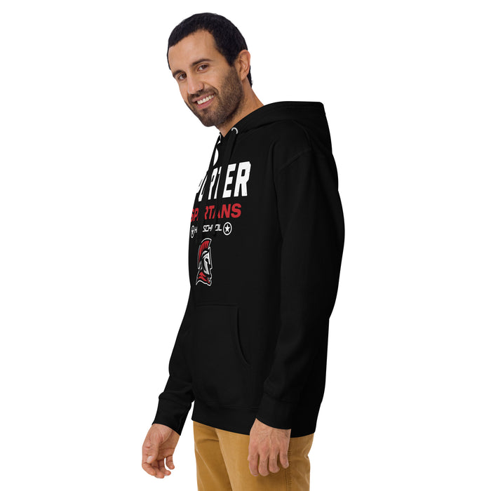 Man wearing Porter High School Spartans Black Premium Unisex Hoodie 003