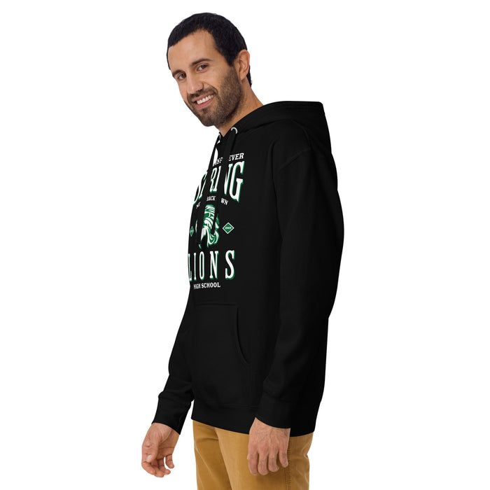 Man wearing Spring High School Lions Black Premium Unisex Hoodie 230