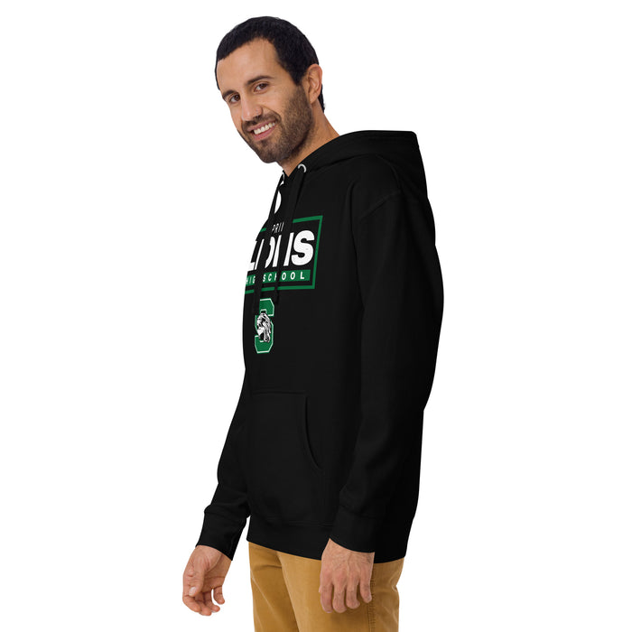 Man wearing Spring High School Lions Black Premium Unisex Hoodie 049