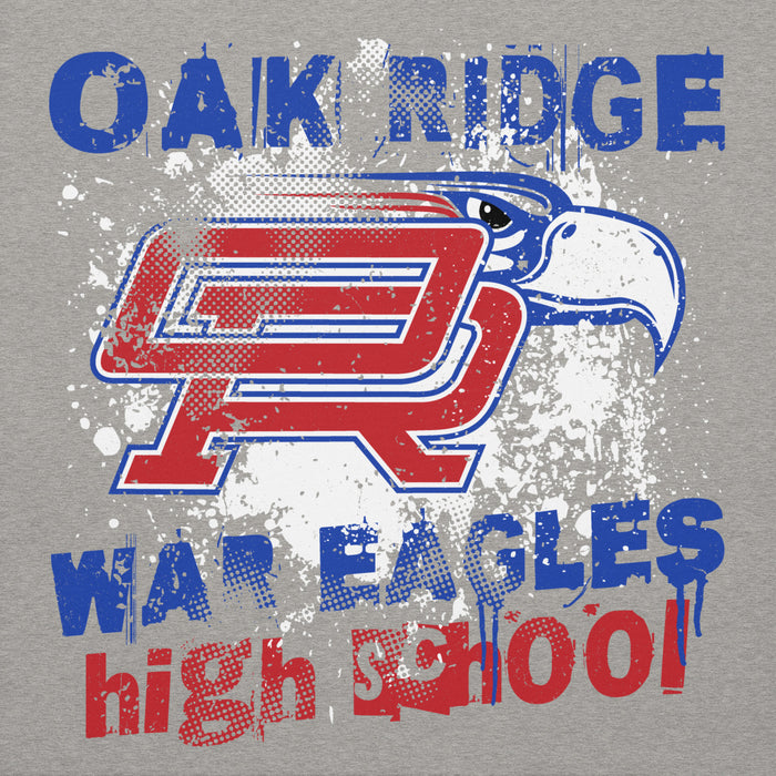 Close-up view of Oak Ridge High School War Eagles Grey Premium Unisex Hoodie 205