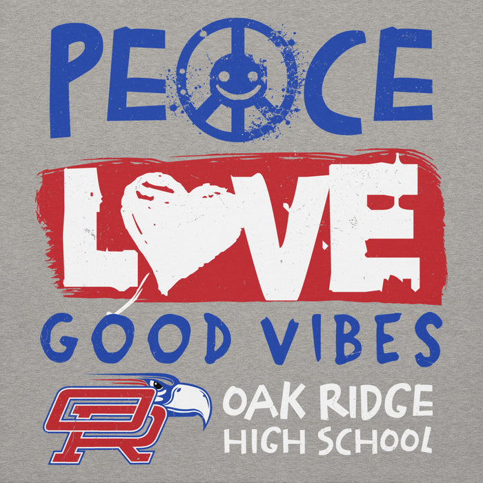 Close-up view of Oak Ridge High School War Eagles Grey Premium Unisex Hoodie 240