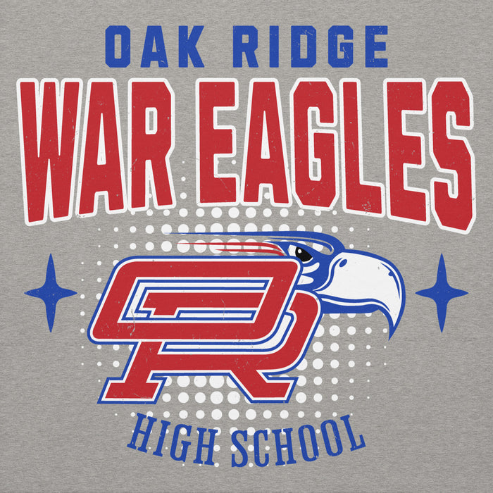 Close-up view of Oak Ridge High School War Eagles Grey Premium Unisex Hoodie 204