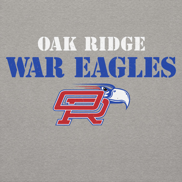 Close-up view of Oak Ridge High School War Eagles Grey Premium Unisex Hoodie 017