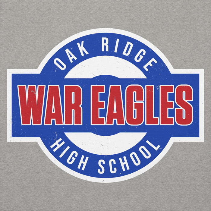 Close-up view of Oak Ridge High School War Eagles Grey Premium Unisex Hoodie 011