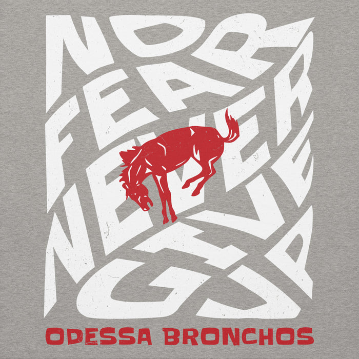 Close-up view of Odessa High School Bronchos Grey Premium Unisex Hoodie 236