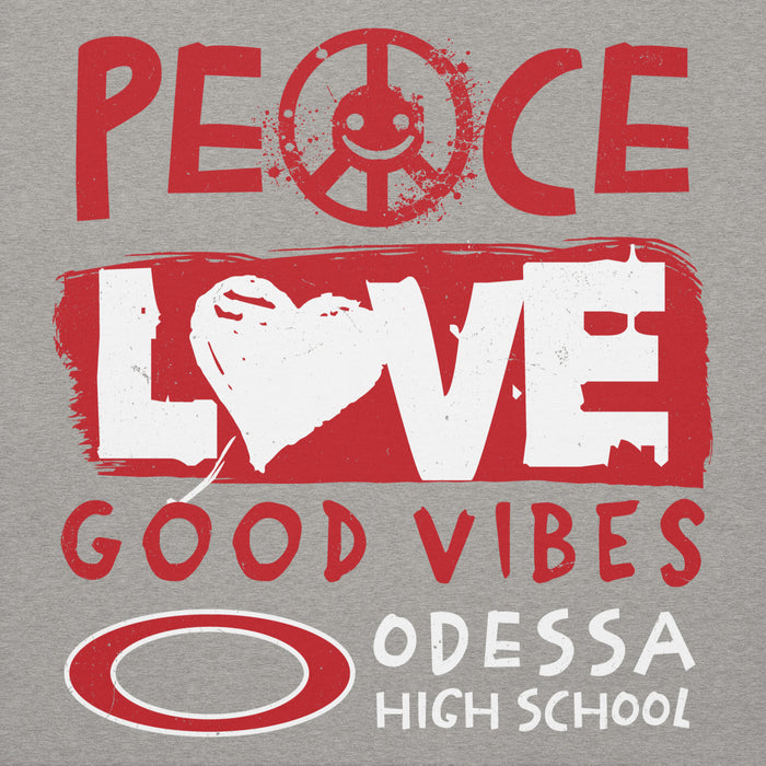 Close-up view of Odessa High School Bronchos Grey Premium Unisex Hoodie 240