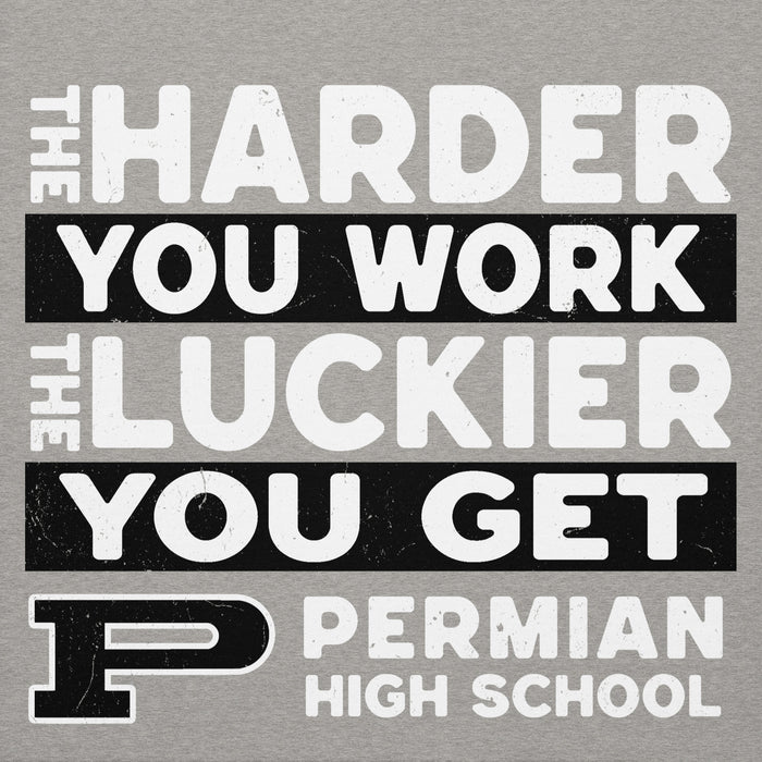 Motivational quote on a gray background with 'Permian High School' branding. - premium hoodie design 238