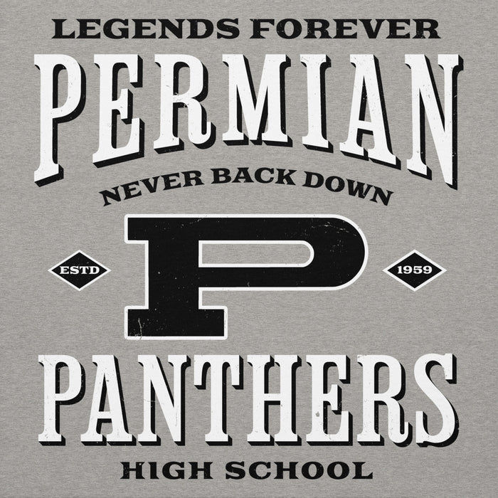 Back view of Permian High School Panthers Black Premium Unisex Hoodie 230