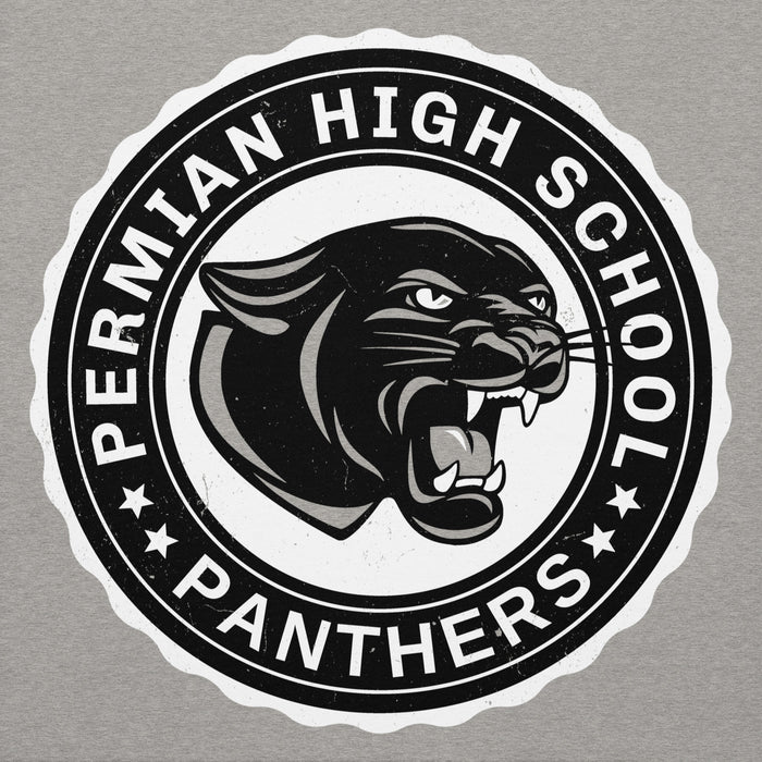 Permian High School Panthers logo on a gray background - premium hoodie design 216