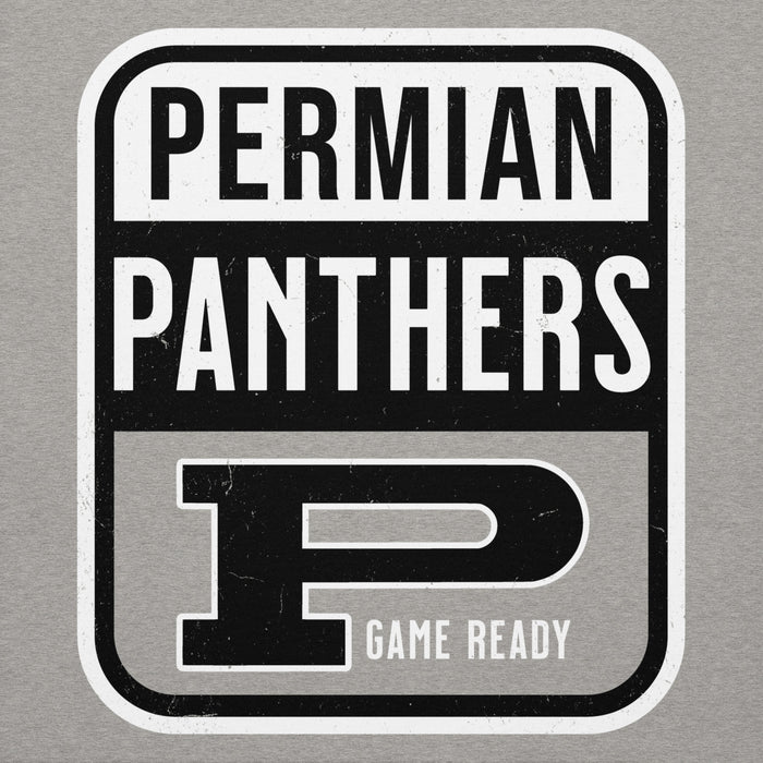 Logo of the Permian Panthers with 'Game Ready' text on a gray background - premium hoodie design 001