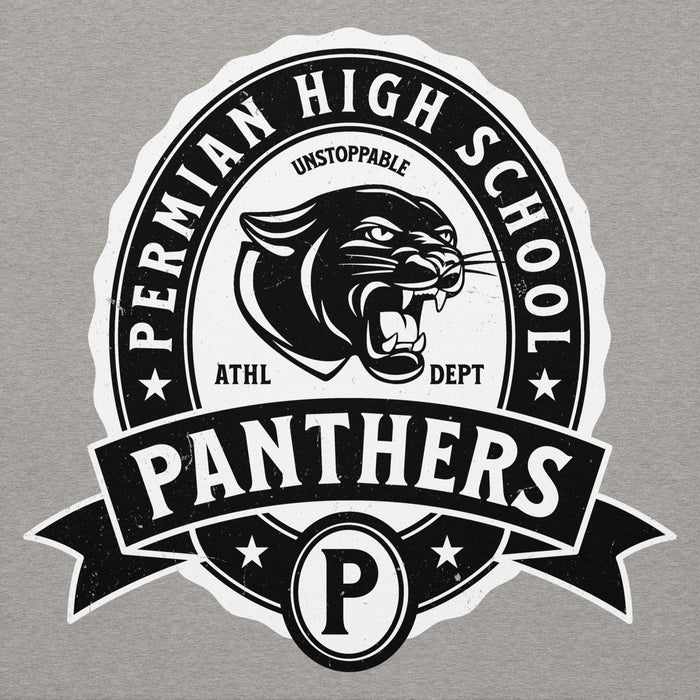 Permian High School Panthers logo on a gray background - premium hoodie design 212
