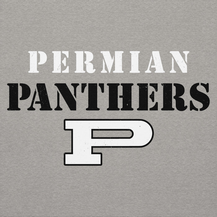 Gray background with 'PERMIAN PANTHERS' text and a large 'P' logo. - Premium hoodie design 017