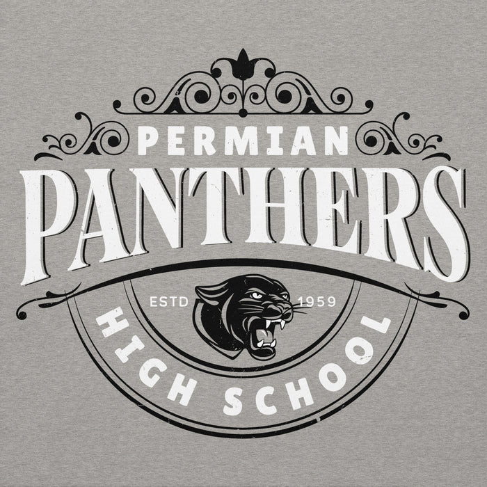 Close-up view of Permian High School Panthers Black Premium Unisex Hoodie 211