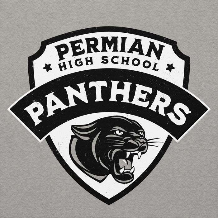 Permian High School Panthers logo on a gray background - premium hoodie design 221