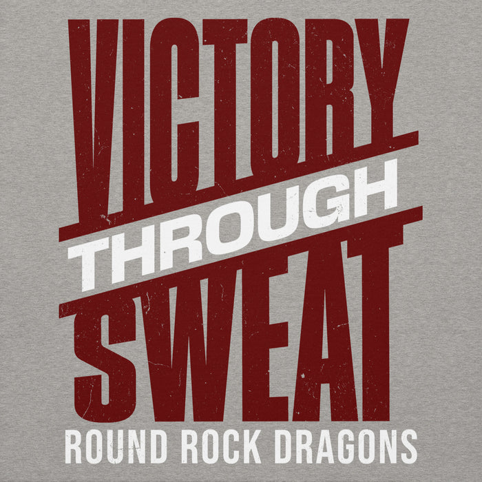 Close-up view of Round Rock High School Dragons Grey Premium Unisex Hoodie 241