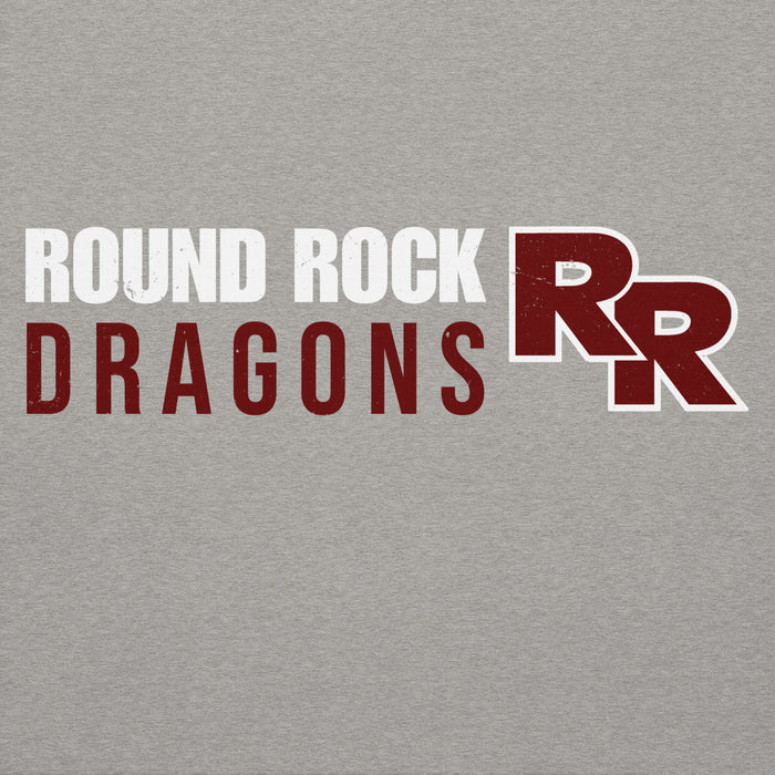 Close-up view of Round Rock High School Dragons Grey Premium Unisex Hoodie 200