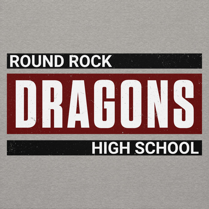 Close-up view of Round Rock High School Dragons Grey Premium Unisex Hoodie 098