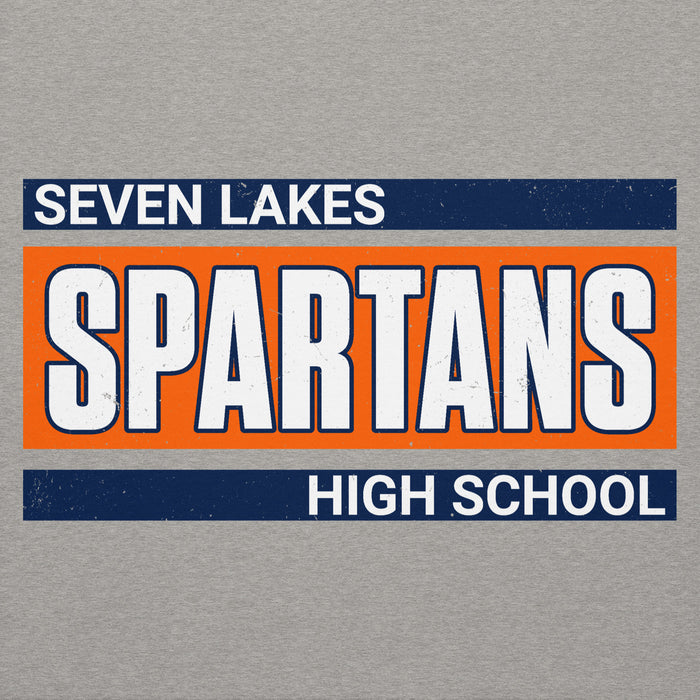 Close-up view of Seven Lakes High School Spartans Grey Premium Unisex Hoodie 098