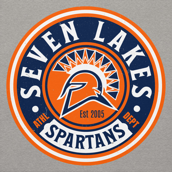Close-up view of Seven Lakes High School Spartans Grey Premium Unisex Hoodie 220