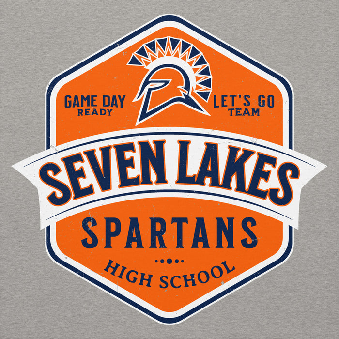 Close-up view of Seven Lakes High School Spartans Grey Premium Unisex Hoodie 209