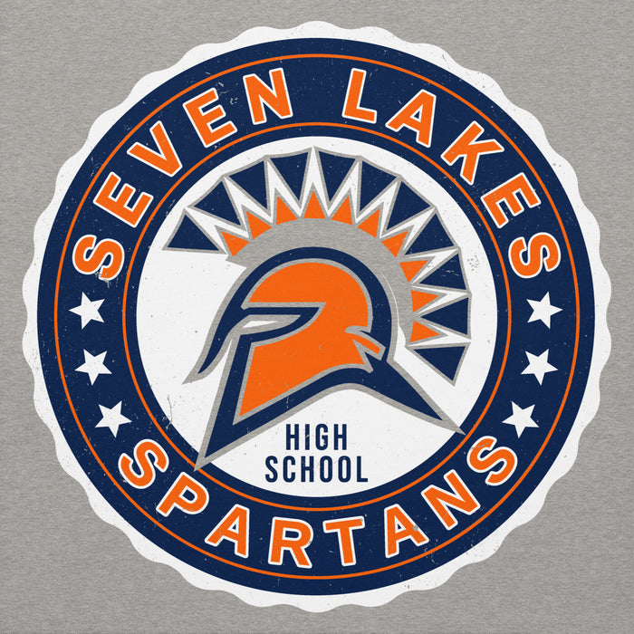 Close-up view of Seven Lakes High School Spartans Grey Premium Unisex Hoodie 216