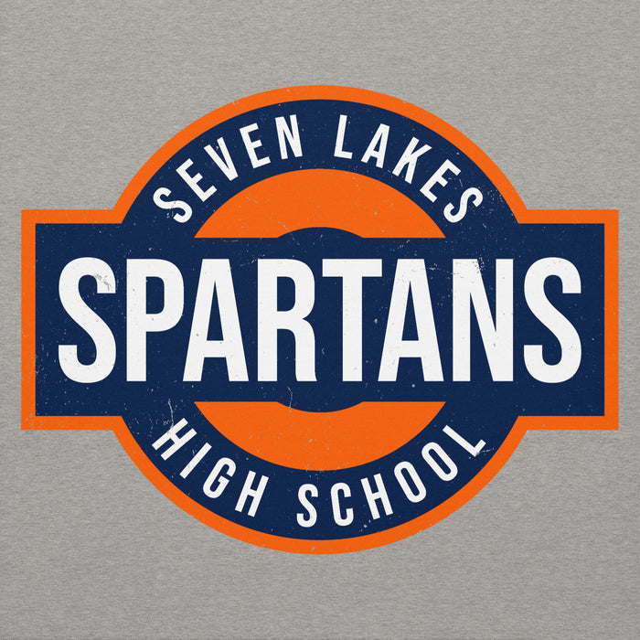 Close-up view of Seven Lakes High School Spartans Grey Premium Unisex Hoodie 011