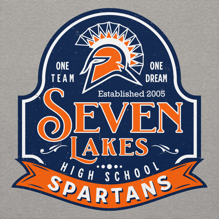 Close-up view of Seven Lakes High School Spartans Grey Premium Unisex Hoodie 219