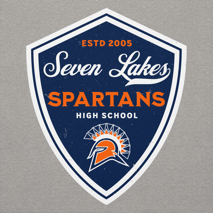 Close-up view of Seven Lakes High School Spartans Grey Premium Unisex Hoodie 225