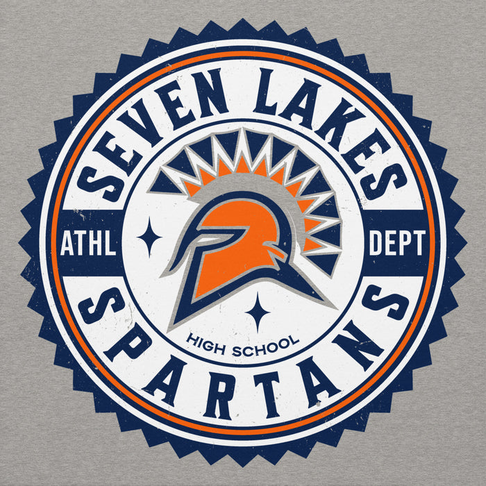 Close-up view of Seven Lakes High School Spartans Grey Premium Unisex Hoodie 203