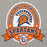 A circular and banner graphic design for Seven Lakes High School Spartans, featuring an orange and navy blue Spartan helmet logo, with the text 'SEVEN LAKES HIGH SCHOOL' and 'SPARTANS' on a ribbon, set against a heather gray background. Seven Lakes High School Spartans Grey Premium Unisex Hoodie 212