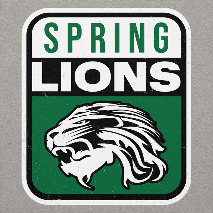 Close-up view of Spring High School Lions Grey Premium Unisex Hoodie 001