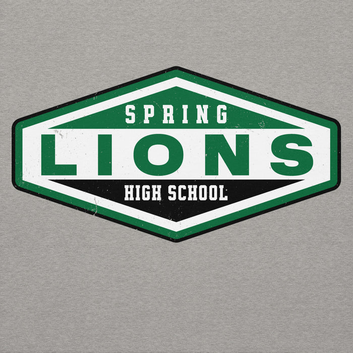 Close-up view of Spring High School Lions Grey Premium Unisex Hoodie 009