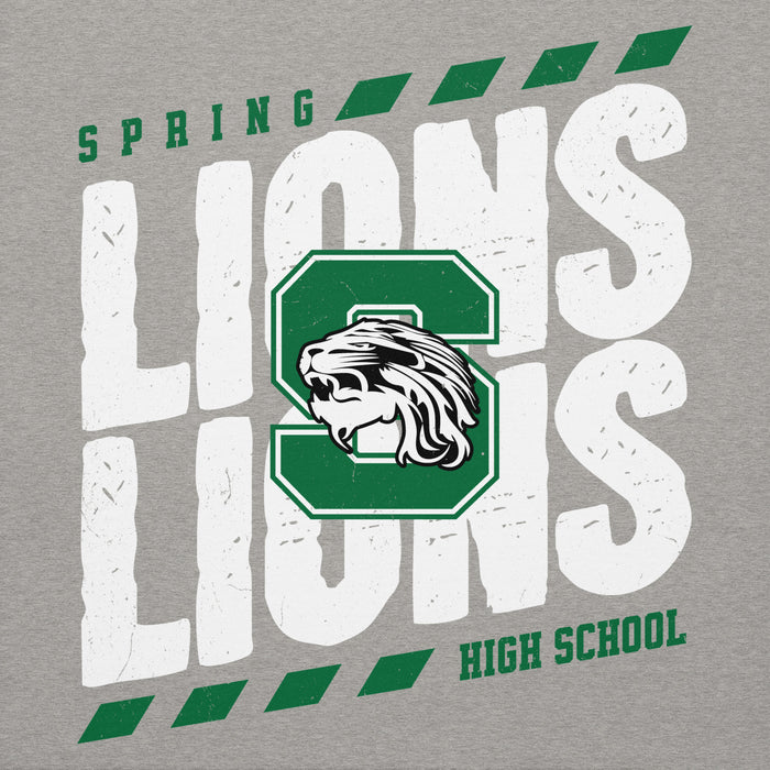 Close-up view of Spring High School Lions Grey Premium Unisex Hoodie 223