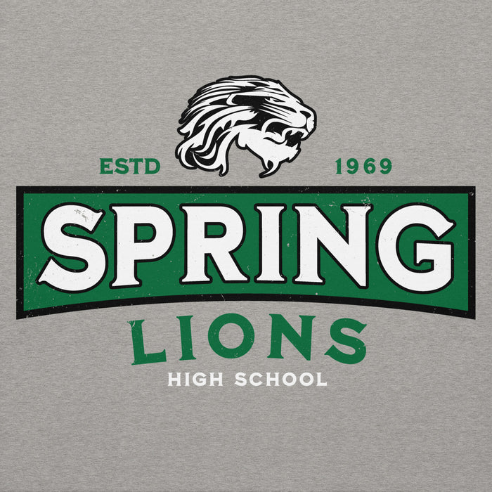 Close-up view of Spring High School Lions Grey Premium Unisex Hoodie 202