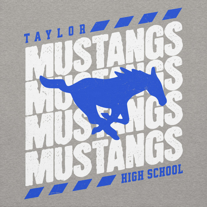 Back view of Taylor High School Mustangs Grey Premium Unisex Hoodie 223