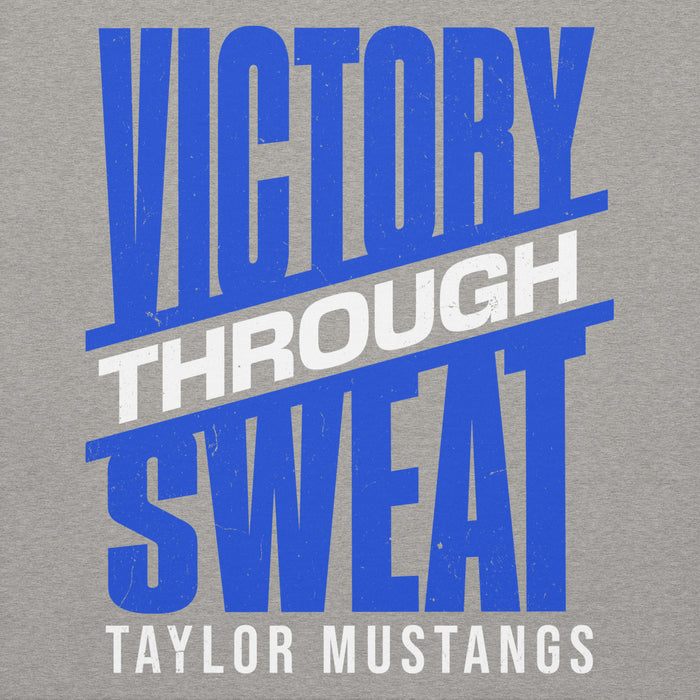 Close-up view of Taylor High School Mustangs Grey Premium Unisex Hoodie 241
