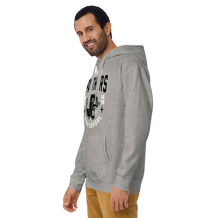 Man wearing Permian High School Panthers Black Premium Unisex Hoodie 204