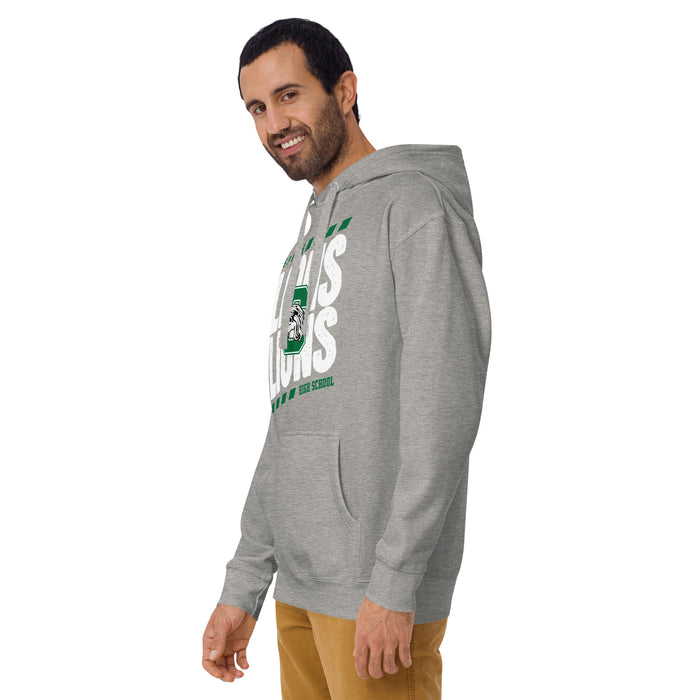Man wearing Spring High School Lions Grey Premium Unisex Hoodie 223