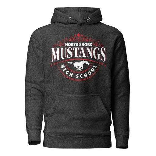 North Shore High School Mustangs Dark Heather Grey Premium Unisex Hoodie 211