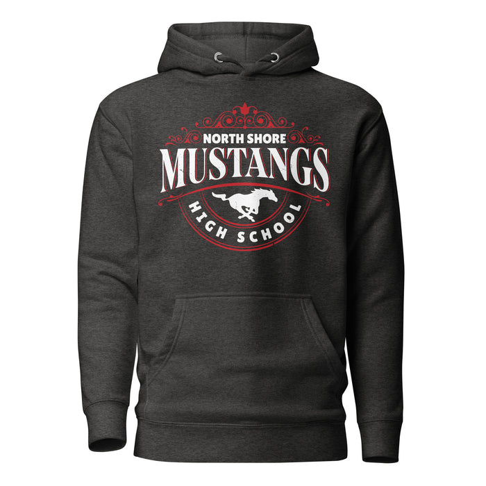 North Shore High School Mustangs Dark Heather Grey Premium Unisex Hoodie 211