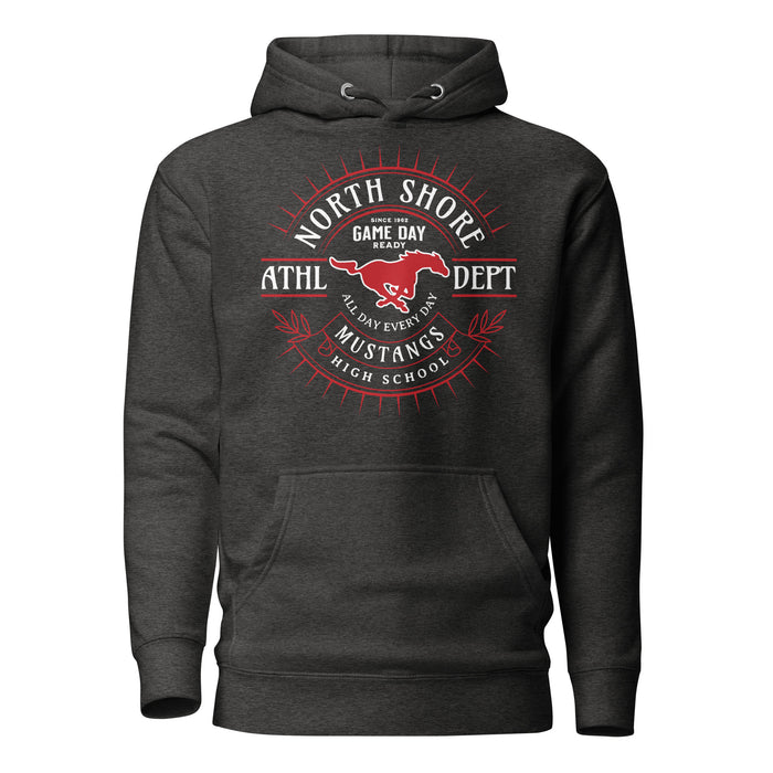 North Shore High School Mustangs Dark Heather Grey Premium Unisex Hoodie 201