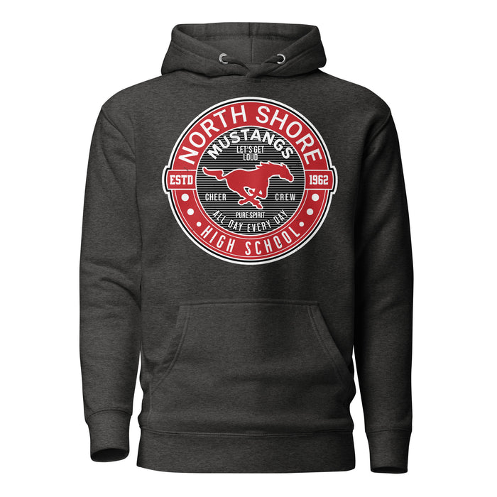 North Shore High School Mustangs Dark Heather Grey Premium Unisex Hoodie 224