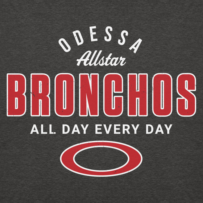 Close-up view of Odessa High School Bronchos Dark Grey Premium Unisex Hoodie 040