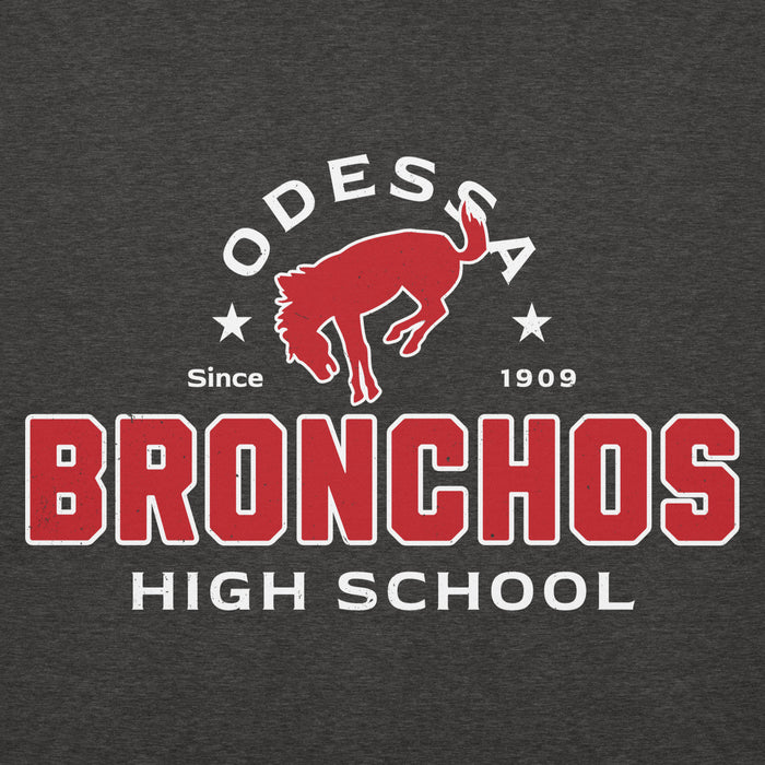 Close-up view of Odessa High School Bronchos Dark Grey Premium Unisex Hoodie 222