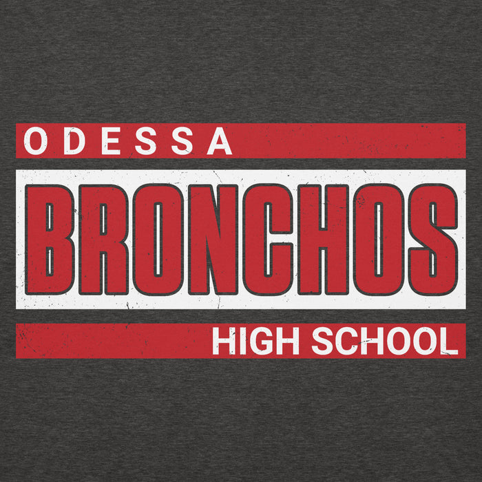 Close-up view of Odessa High School Bronchos Dark Grey Premium Unisex Hoodie 098