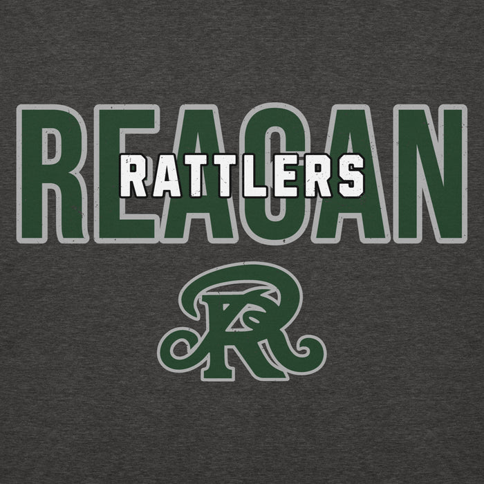 Close-up view of Reagan High School Rattlers Dark Grey Premium Unisex Hoodie 227